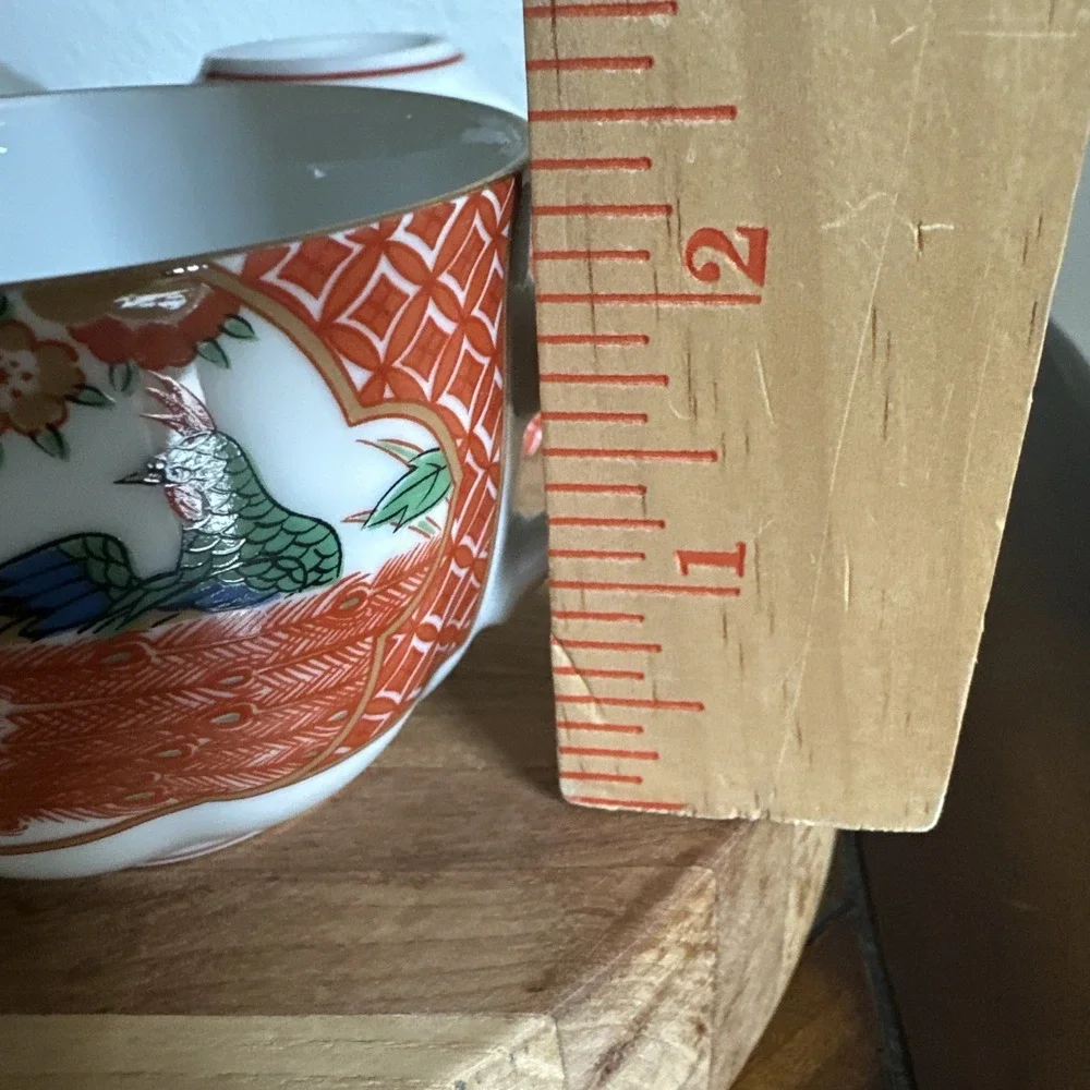 Imari Arita Peacock Coffee Or Tea Cups Made In Japan Set Of 4 Signed Ornate